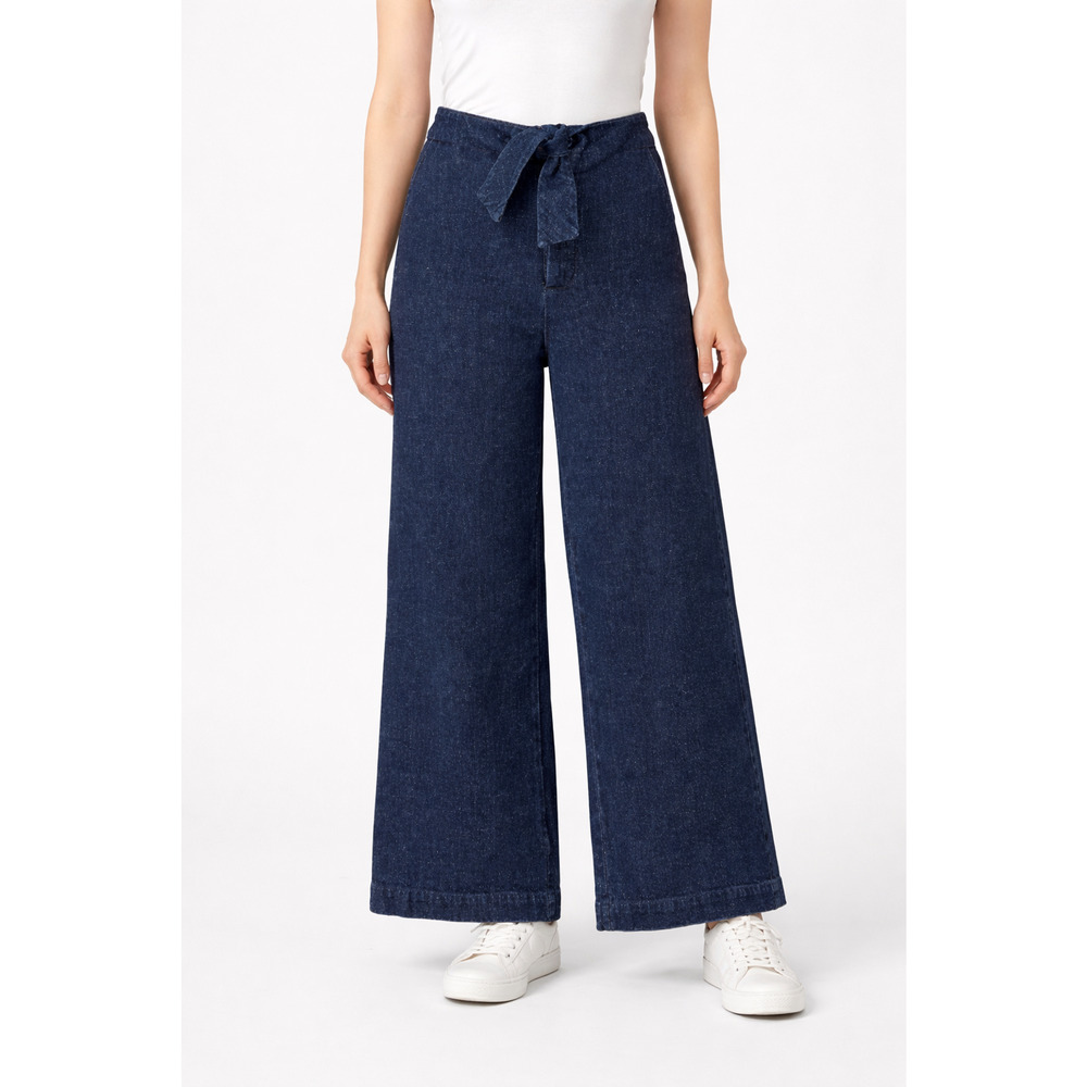 Micaela Greg Knotted Sailor Pants Womens M Blue Wide Denim Trouser Boho Nautical
